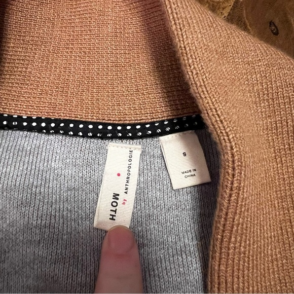 Anthropologie Moth Rizzo Belted Camel Wrap Cardigan S Sweater Tan Brown Office - Picture 6 of 13